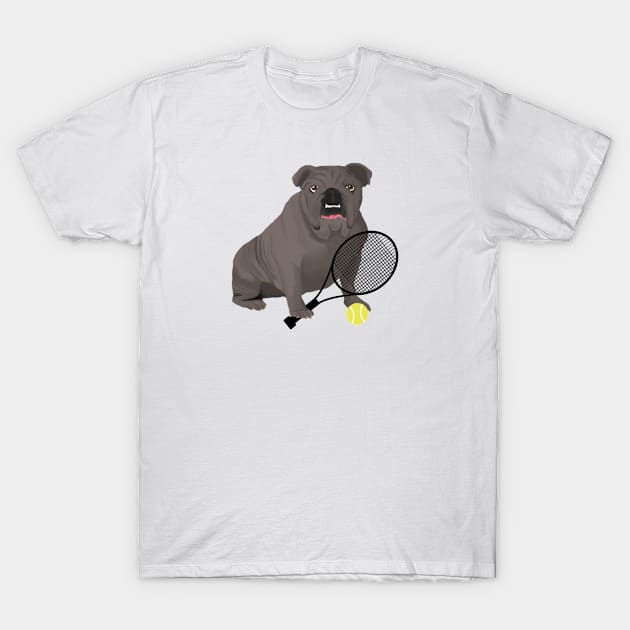 Tennis Gray Bulldog T-Shirt by College Mascot Designs